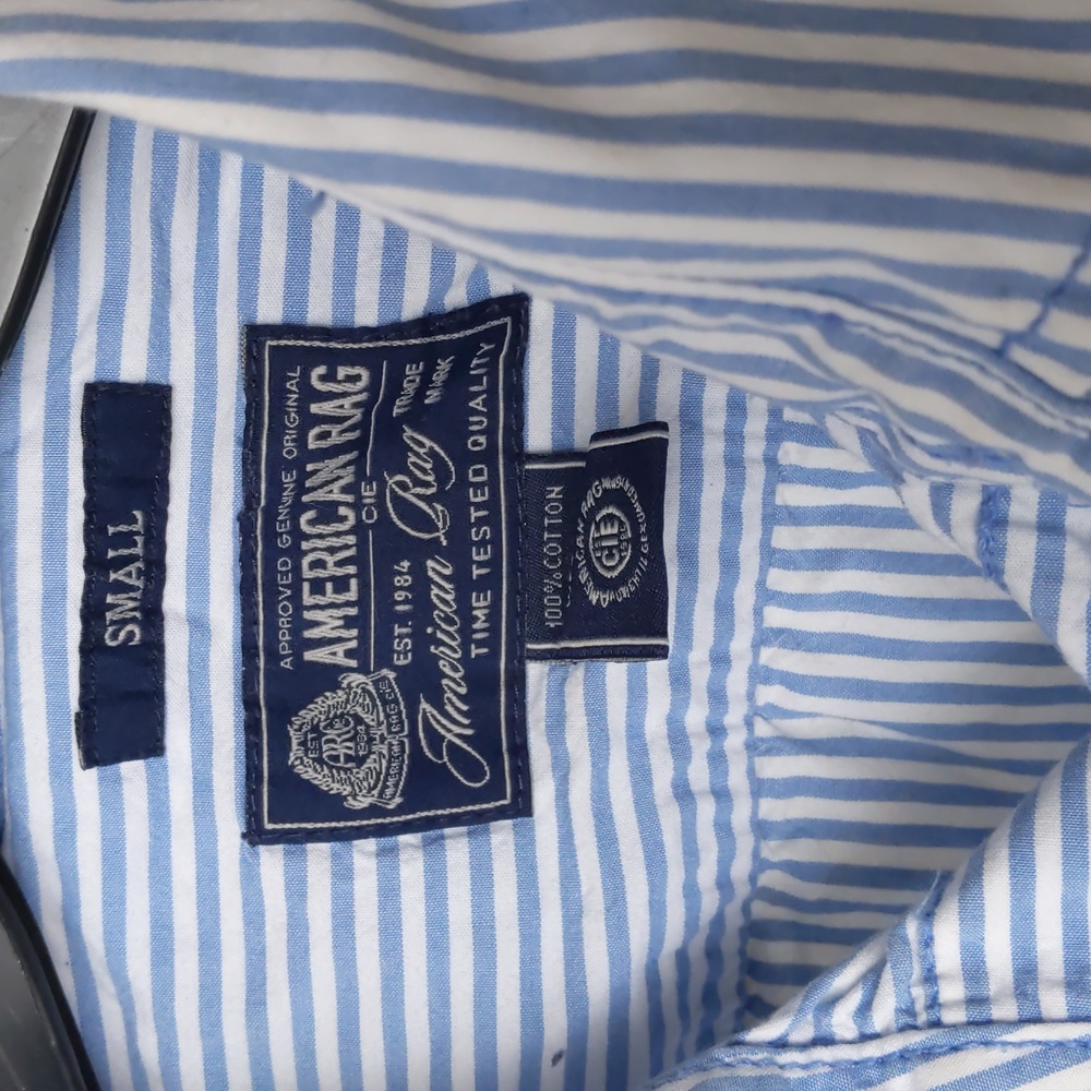 3/$45 American Rag long sleeve blue and white stripe shirt - Picture 4 of 6